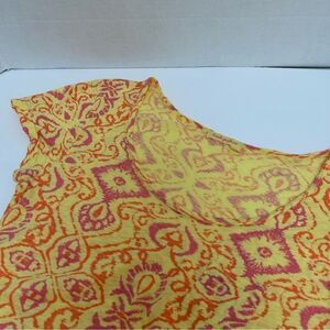 Fresh Produce Yellow Orange & Pink Cotton Dress Tunic Top Size Small Made in USA
